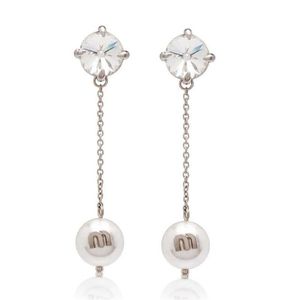 Charm Miu's East Gate Net-pendientes simples con colgante de perlas para mujer, aretes largos con borlas largas, color rojo, 2212006257P