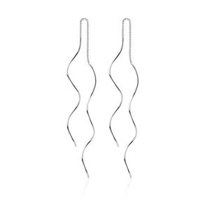 Charme MloveAcc 925 Solid Sterling Silver Fashion Jewelry Spiral Wave Long Ear Wire Dangle Boucles d'oreilles pour Elegance Femmes Filles Lady Jewel Z0323