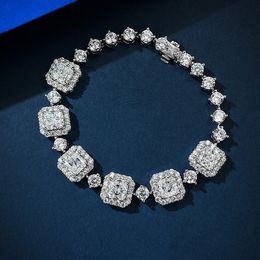 Bracelet à breloques en diamant Moissanite, 100% en argent Sterling véritable, Bracelets pour femme, bijoux de fiançailles de mariée