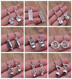 Charm Musical Jewelry oorbellen muzieknoot Microfoon drum gitaar viool gevormde bengige drop oorbellen voor meisjes dames8790721