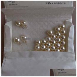 Fascino Orecchini di perle d'acqua dolce naturali Orecchini a bottone in vero argento sterling 925 coltivati bianchi per le donne Gioielli con consegna a goccia Dhhmr