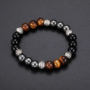 Bracelet brins de perles en pierre naturelle argent perle couronne noire bracelets pour hommes perles pour femme homme volonté et sable