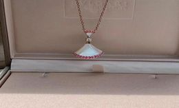 Charme colar pingente com cor rosa diamante forma de leque em 43cm de comprimento colar feminino joias ps500921651906330