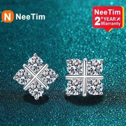 Charm NeeTim D Kleur Moissanite Stud Oorbellen Voor Vrouwen Top Kwaliteit 925 Sterling Zilver Fonkelende Diamanten Engagement Bruiloft JewelryL2403