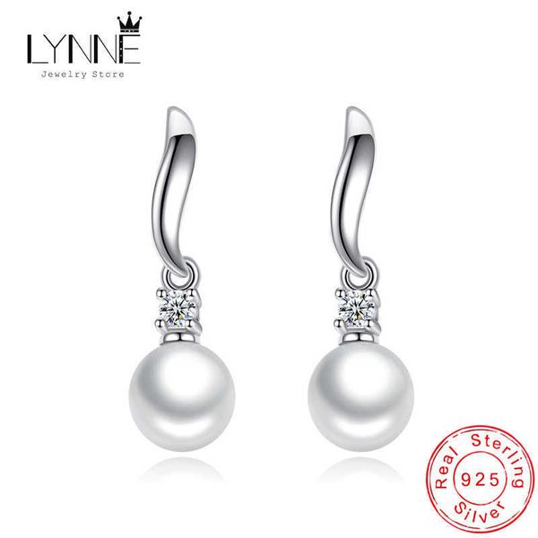 Encanto nuevo 925 Sterling Silver Elegante Pearl de agua dulce Pendientes Pendientes Fine Women Jewelry Pendse Anal de cumpleaños Regalo de cumpleaños Z0323