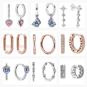 charme nouveau 925 sterling argent clou rose or diamant créoles pendentif femmes mariage pandora bijoux cadeaux accessoires de mode 1