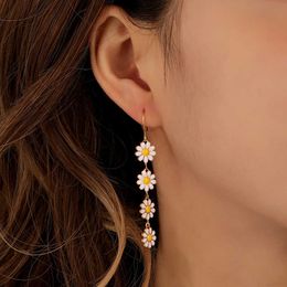 Charme nouveau et mignon marguerite fleur goutte femmes 2023 tendance coloré doux tournesol long gland boucles d'oreilles pour les filles fête bijoux cadeaux G230602