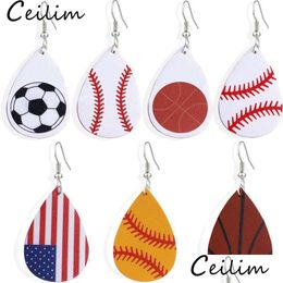 Charme Neue Ankunft Teardrop Pu-leder Ohrringe Baseball Basketball Fußball Volleyball Sport Baumeln Ohrring Für Frauen Jewelr Dhgarden Dhgzv