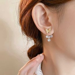 Charme Nouveau Design De Mode Gland Zircon Métal Papillon Boucles D'oreilles Design Sens Simple Doux Quotidien Banlieusard Étudiant Boucles D'oreilles Fille Cadeau G230320