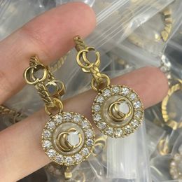 Charm nieuwe mode brief bengelen oorbellen ontwerper sieraden diamanten edelstenen merk designer oorbel