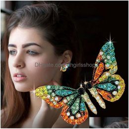 Charme Nouveau Fée À La Main Simation Insecte Aile De Papillon Boucles D'oreilles Feuille Strass Romantique Livraison De Bijoux De Mariée Dhvds