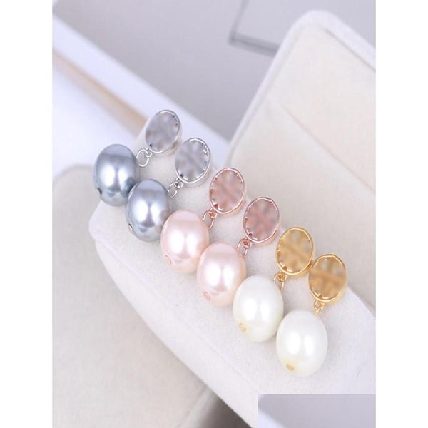 Charme nouveau véritable plaqué or 18 carats perle marque Stud Dorp boucles d'oreilles lettre boucles d'oreilles 9273553 livraison bijoux Dhmsb