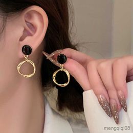 Charme nouveau rond carré boucles d'oreilles pour femmes filles strass noir boucle d'oreille fête mariage bijoux R230603