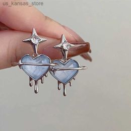 Encanto nuevo estilo dulce y fresco aretes de estrellas de amor cremoso cremoso