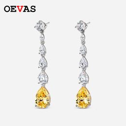 Charme OEVAS 100% 925 argent Sterling 913mm goutte d'eau jaune boucles d'oreilles en diamant à haute teneur en carbone pour les femmes scintillantes bijoux fins cadeaux 221119