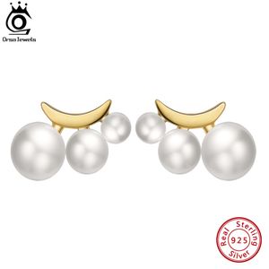 Charm Orsa Jewels Trendy 925 Sterling Silver Pearl -oorbellen 3 stuks Freshwater Pearls Ear Stud