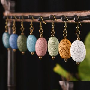 Charme Ovale Naturel Pierre De Lave Boucles D'oreilles Diy Aromathérapie Huile Essentielle Diffuseur Robe Accessoires Bijoux Drop Delivery Dhwit