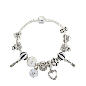 Charm Peach Heart Pendant Bracelet for Pandora Luxury Designer Silver Plated Fashion DIY Beaded Pendant Bracelet with Box