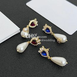 Pendientes colgantes de perlas con forma de corazón, joyería, pendientes, regalo de boda con caja