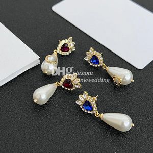 Boucles d'oreilles pendantes en forme de cœur avec perles, joli cadeau de mariage avec boîte