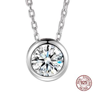 Charm hanger 100 925 Sterling Silver Party Wedding Pendant Chain Necalace voor vrouwen 6 mm CZ Diamond bruidsjuwelen Geschenk X0914035673