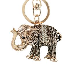 Charme hanger Lucky Mascot Vintage Elephant Keychain Bling Keyring Bag Portem Purtel Buckle Car Keys Holder sieraden cadeau voor vrouwen4611536