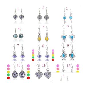 Charm Per Added Earring Set Aromathérapie Médaillon Huile Essentielle Diffuseur Bijoux Accessoires Creux Pendentif Diy Parfum Fleur Anila Dh3Rv