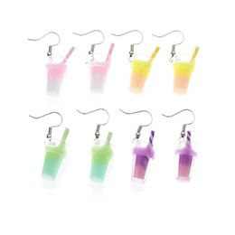 Charme Personnalité Boucle d'oreille pour femmes Verre à la main les filles mignonnes cadeau glacée glace de boisson amusante boucles d'oreilles européen et américain Drop livrer dhnl0