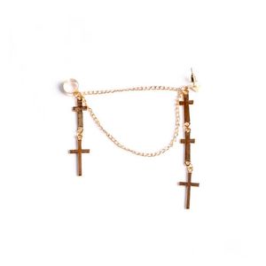 Charm Punk Mannen Vrouwen Oorbellen Clip Cross Tassel Chain Ear Wrap Cuff Stud Earring Hipster Piercing Accessoires Drop Delivery Sieraden Dhp8F