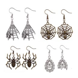 Charme Punk Sier Couleur Insecte Araignée Skl Boucles D'oreilles Pour Femmes Homme Vintage Creux Squelette Oreille Gothique Steampunk Hallowmas Bijoux Cadeau D Otaxv