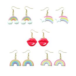 Charm Regenboog Creatieve Oorbel Voor Vrouwen Hars Lippen Oorbellen Kinderen Handgemaakte Sieraden Diy Geschenken Levering Smtza