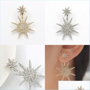 Charm Trasero Montado Rhinestone Ear Studs Single Snowflake Stars Pendiente Moda Mujeres Stud Pendientes Accesorios de joyería Charm 1 7 cm N2 DHFBS