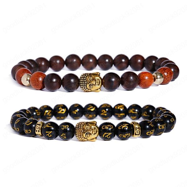 Charme rétro bouddha Rune perle Bracelet hommes perles de bois Chakra Bracelet Erkek Bileklik Bracelets Homme Yoga bijoux cadeau