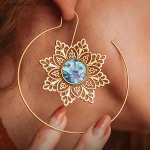 Charme Retro Gold Round Boucles d'oreilles Shel