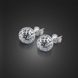 Charme Retro Pure Silver Jewelry Delate Solid 925 Boucles d'oreilles en argent sterling modernes belles boucles d'oreilles à balle percée pour femmes / filles