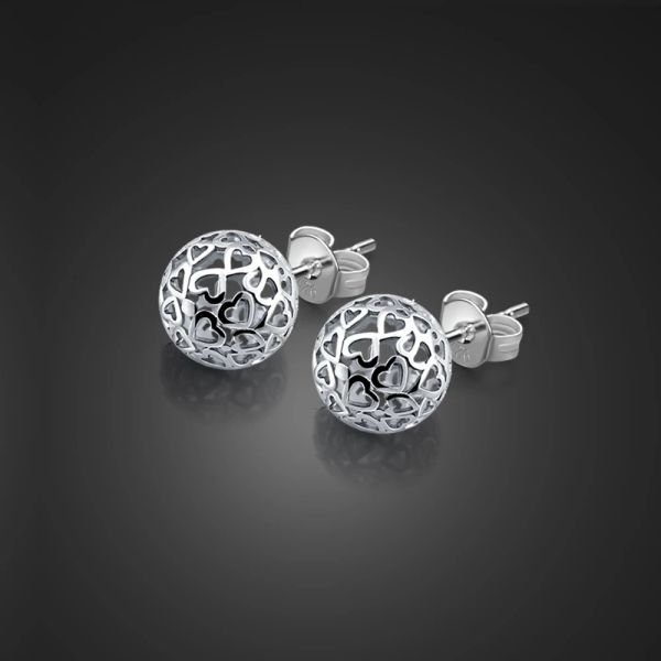 Charme Retro Pure Silver Jewelry Delate Solid 925 Boucles d'oreilles en argent sterling modernes belles boucles d'oreilles à balle percée pour femmes / filles