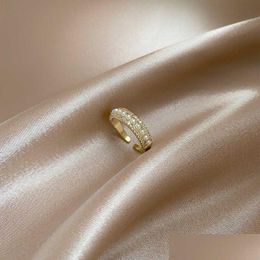Bagues de charme Bijoux en perles naturelles pour femmes 14K Bandes d'or jaune Anillos De Bizuteria Fine Pierre précieuse blanche Drop Livraison Dh7Pi