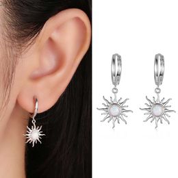 Charme RORU Réel Argent 925 Boucles D'oreilles 2022 Tendance Opale Boucles D'oreilles Femme Personnalité Soleil Boucles D'oreilles Pendentif Bijoux Chaud Z230706