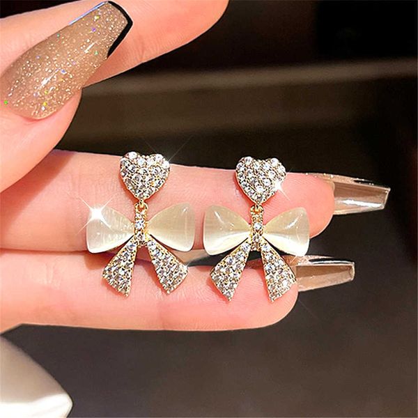 Charme S925 Silver Needle Luxury Bowknot Opal Ored Oreing Boucles d'oreilles en zircon vintage Feminin High Quality Grace Party Oreadings Wholesale G230320