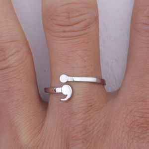 Charme puntkomma's ring zilver zelfmoord depressie bewustzijn pauze vrouwen meisje inspiratie sieraden cadeau