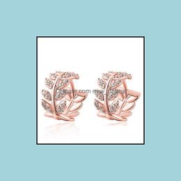 Charme Sier Boucles D'oreilles Feuilles Fl Zircon Hoop Mode Féminine Simple Bijoux Magnifiques Cadeau Saint Valentin Or Cercle Goujon Drop Delivery 2021 Ne Dhknd