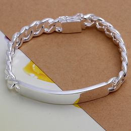 Bracelets à breloques en argent pour hommes, design noble et joli, chaîne de 10MM, bijoux à la mode, Bracelet géométrique