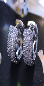 Charm verzilverde kleur ronde oorrang plave glanzende kubieke zirkonia kristal klassieke sieraden luxe cirkel oorbellen voor vrouwen4169281