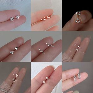 Encanto plateado línea geométrica onda pendientes de plata para mujer temperamento simple oreja piercing accesorios de joyería adolescente G230307