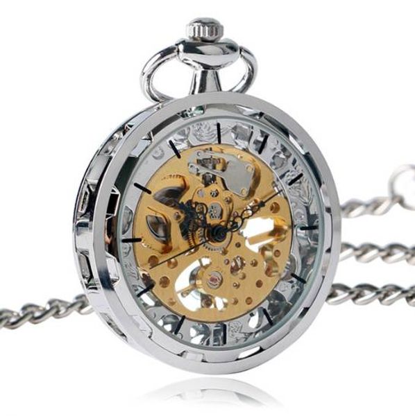 Charme argent Simple mécanique montre de poche à remontage manuel rétro mode pendentif creux chaîne FOB pour femmes hommes infirmière cadeaux