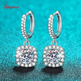 Charme Smyoue D Couleur 65mm Vvs Drop Boucle D'oreille De Luxe Carré Femmes Bijoux De Mariage S925 Argent Mousseux Simulé Diamant 221119