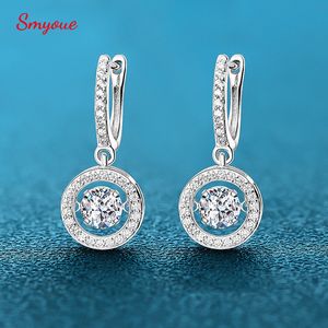 Charme Smyoue plaqué or blanc 1CT boucle d'oreille goutte pour femmes coeur battant étincelant 100% S925 bijoux en argent Sterling 221119