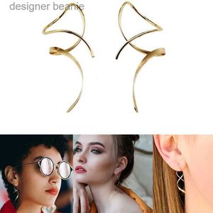 Charme Spiral Threader Oorbellen 14K Gouden Hand Gebogen Dangle Oorbellen voor Vrouwen Geschikt Cadeau geven Perfect voor Birtay Party ChristmasL231116