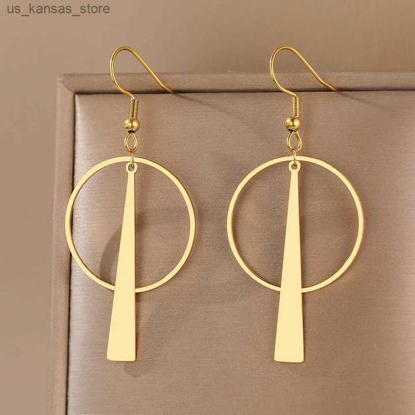 Charme Boucles d'oreilles en acier inoxydable Géométrie simple grande température de tige ronde Usure quotidienne à la mode boucles d'oreilles bijoux pour femmes 240408