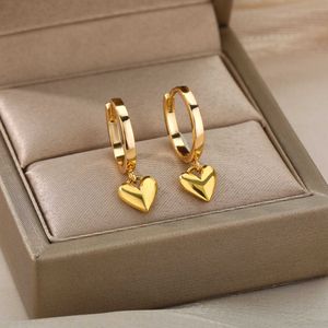Charm Stainless Steel Heart Earrings For Women Vintage Gold Color Love Heart Drop Earring Wedding Valentine Jewelry Gift Bijoux Femme G230307